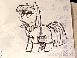 Size: 1024x768 | Tagged: safe, artist:mellodillo, maud pie, earth pony, pony, g4, female, mare, monochrome, solo, traditional art