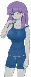 Size: 904x2224 | Tagged: safe, alternate version, artist:batipin, maud pie, human, equestria girls, g4, big breasts, breasts, busty maud pie, clothes, female, looking at you, shorts, simple background, solo, tank top, transparent background