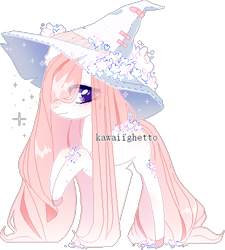 Size: 435x484 | Tagged: safe, artist:kawaiighetto, oc, oc only, earth pony, pony, earth pony oc, eyelashes, female, hat, mare, raised hoof, simple background, smiling, solo, transparent background, witch hat
