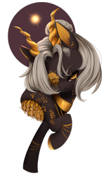 Size: 934x1548 | Tagged: safe, artist:dammmnation, oc, oc only, pony, bust, choker, horns, simple background, solo, transparent background