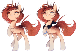 Size: 1280x859 | Tagged: safe, artist:dammmnation, oc, oc only, pony, unicorn, duo, heterochromia, horn, raised hoof, simple background, smiling, transparent background, unicorn oc