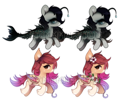 Size: 596x487 | Tagged: safe, artist:dammmnation, oc, oc only, bat pony, pony, angler seapony, base used, bat pony oc, bat wings, flower, flower in hair, simple background, transparent background, wings