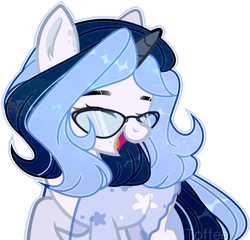 Size: 1024x985 | Tagged: safe, artist:toffeelavender, oc, oc only, pony, unicorn, base used, clothes, glasses, horn, looking back, open mouth, raised hoof, simple background, smiling, solo, transparent background, unicorn oc