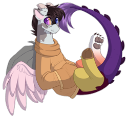 Size: 1750x1616 | Tagged: safe, artist:purplegrim40, oc, oc only, oc:desorde, draconequus, clothes, draconequus oc, glasses, heterochromia, male, paw pads, paws, simple background, solo, transparent background, underpaw