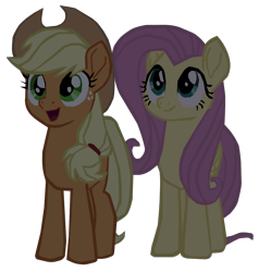 Size: 1280x1286 | Tagged: safe, artist:benpictures1, applejack, fluttershy, earth pony, pegasus, pony, g4, my little pony: the movie, applejack's hat, cowboy hat, cute, duo, duo female, female, hat, inkscape, jackabetes, lesbian, mare, ship:appleshy, shipping, shyabetes, simple background, transparent background, vector