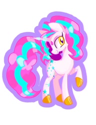 Size: 696x900 | Tagged: safe, artist:stacy_165cut, oc, oc only, pony, unicorn, cloven hooves, colored hooves, female, horn, looking at you, mare, outline, raised hoof, simple background, solo, white background