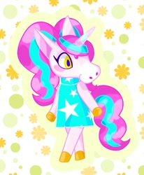 Size: 701x850 | Tagged: safe, artist:stacy_165cut, oc, oc only, unicorn, anthro, animal crossing, anthro oc, clothes, female, mare, solo