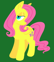 Size: 892x1010 | Tagged: safe, artist:froutsuip, fluttershy, pegasus, pony, g4, ear fluff, female, green background, lidded eyes, mare, simple background, solo, turned head