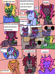 Size: 1270x1704 | Tagged: safe, artist:ask-luciavampire, oc, oc only, oc:aiden, oc:kaida, oc:moka louis, oc:rowan, oc:terra, dracony, dragon, earth pony, fairy, fairy pony, hybrid, kirin, original species, pony, succubus, unicorn, ask-canterlot-academy, comic, kirin oc, tumblr