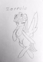 Size: 2666x3840 | Tagged: safe, artist:sodapop sprays, oc, oc only, oc:zeppole, pegasus, pony, chest fluff, female, fluffy, flying, high res, mane, mare, sextuplet, solo, spread wings, tail, traditional art, wings