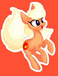 Size: 650x850 | Tagged: safe, artist:stacy_165cut, oc, oc only, earth pony, flareon, pony, female, mare, outline, pokémon, red background, simple background, solo