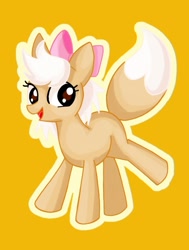 Size: 642x850 | Tagged: safe, artist:stacy_165cut, oc, oc only, earth pony, eevee, pony, bow, female, hair bow, mare, outline, pokémon, simple background, solo