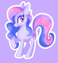 Size: 780x850 | Tagged: safe, artist:stacy_165cut, oc, oc only, earth pony, pony, female, mare, outline, purple background, raised hoof, simple background, solo