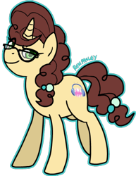 Size: 400x518 | Tagged: safe, artist:renjirra, oc, oc only, oc:emerald, pony, unicorn, glasses, simple background, smiling, smirk, solo, transparent background