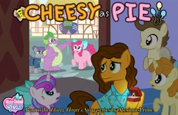 Size: 4096x2650 | Tagged: safe, artist:aleximusprime, cheese sandwich, maud pie, pinkie pie, pound cake, princess flurry heart, pumpkin cake, spike, alicorn, earth pony, pegasus, pony, unicorn, fanfic:cheesy as pie, flurry heart's story, g4, balloon, bow, box, buzzing wings, colt, engagement ring, fanfic, fanfic art, fanfic cover, fat, fat spike, female, filly, flying, foal, glasses, grin, hair bow, jewelry, looking back, male, mare, nervous, nervous smile, older, older flurry heart, older pound cake, older pumpkin cake, open mouth, pudgy pie, ring, ship:cheesepie, shipping, smiling, stallion, straight, wings