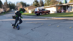 Size: 1703x954 | Tagged: safe, artist:marsminer, oc, oc only, unnamed oc, anthro, unguligrade anthro, car, ford, ford f-150, house, irl, male, outdoors, photo, road, scooter, sidewalk, solo