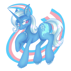 Size: 1240x1240 | Tagged: safe, artist:anyponyrequests, trixie, pony, unicorn, g4, ear piercing, eyelashes, female, horn, piercing, pride, pride flag, simple background, solo, tail, trans trixie, transgender, transgender pride flag, transparent background, unshorn fetlocks
