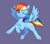 Size: 3600x3200 | Tagged: safe, artist:aquaticvibes, rainbow dash, pegasus, pony, g4, female, full body, high res, mare, one eye closed, purple background, simple background, solo, wink