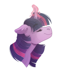 Size: 2000x2300 | Tagged: safe, artist:monnarcha, twilight sparkle, alicorn, pony, g4, bust, eyes closed, glowing, glowing horn, high res, horn, magic, portrait, simple background, smiling, solo, transparent background, twilight sparkle (alicorn)