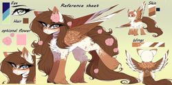 Size: 5991x2947 | Tagged: safe, artist:krissstudios, oc, oc only, oc:mabel, pegasus, pony, absurd resolution, chest fluff, coat markings, ear fluff, eye clipping through hair, female, flower, flower in hair, gradient background, long feather, mare, reference sheet, solo