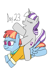 Size: 2000x2727 | Tagged: safe, artist:ktd1993, twilight velvet, windy whistles, pegasus, pony, unicorn, g4, 23, duo, female, flying, high res, infidelity, lesbian, mare, ponies riding ponies, pride month, riding, ship:velvetwhistles, shipping, twilight velvet riding windy whistles