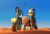 Size: 3646x2503 | Tagged: safe, artist:dipfanken, oc, oc only, pegasus, pony, unicorn, armor, blue eyes, chainmail, desert, duo, helmet, high res, looking at someone, sand, spear, weapon, yellow eyes