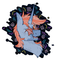 Size: 500x500 | Tagged: safe, artist:molars, oc, oc:tenpin, pony, unicorn, '90s, bowling alley, chest fluff, doodle, one eye closed, pixelated, retro, simple background, smiling, solo, stars, sunglasses, wink
