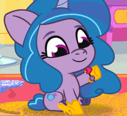 Size: 600x550 | Tagged: safe, screencap, izzy moonbow, pony, unicorn, g5, making a foal of me, my little pony: tell your tale, spoiler:g5, spoiler:my little pony: tell your tale, spoiler:tyts01e15, animated, baby, baby pony, cropped, cute, female, filly, filly izzy moonbow, gif, high res, izzybetes, solo, younger