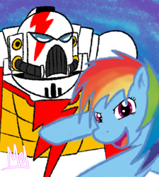 Size: 720x800 | Tagged: safe, artist:rawmel, rainbow dash, pegasus, pony, g4, female, mare, space marine, warhammer (game), warhammer 40k, white scars