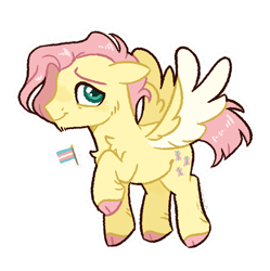 Size: 672x676 | Tagged: safe, artist:joburii, fluttershy, pony, g4, butterscotch, cloven hooves, colored hooves, colored wings, male, pride, pride flag, simple background, solo, trans fluttershy, trans male, transgender, transgender pride flag, transparent background, two toned wings, wings