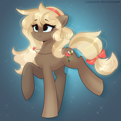 Size: 3000x3000 | Tagged: safe, artist:xjenn9, oc, oc only, earth pony, pony, bow, commission, earth pony oc, eye clipping through hair, eyebrows, eyebrows visible through hair, eyelashes, female, full body, high res, hooves, jewelry, mare, necklace, raised hoof, raised leg, solo, tail, tail bow