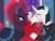 Size: 1079x812 | Tagged: safe, artist:decokenite, chancellor neighsay, fizzlepop berrytwist, fluttershy, tempest shadow, pegasus, pony, unicorn, g4, ballroom, blushing, broken horn, carpet, clothes, doorway, dress, duo focus, ear piercing, earring, female, gala, gala dress, horn, jewelry, looking at someone, looking at something, looking down, male, mare, offering, open door, piercing, raised hoof, red carpet, shipping, smiling, stallion, straight, suit, tempest neighsay, tuxedo