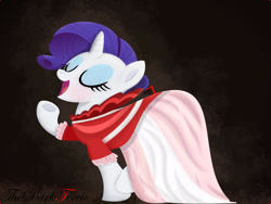Size: 1280x960 | Tagged: safe, artist:thedarktercio, rarity, pony, unicorn, g4, clothes, cute, dress, eyes closed, open mouth, raribetes, solo