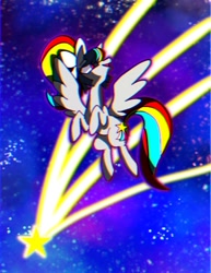 Size: 655x850 | Tagged: safe, artist:stacy_165cut, oc, oc only, pegasus, pony, bow, female, hair bow, mare, solo, spread wings, stars, wings