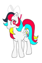 Size: 572x850 | Tagged: safe, artist:stacy_165cut, oc, oc only, pegasus, pony, g1, bow, female, hair bow, mare, simple background, solo, white background, wings