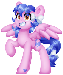 Size: 3369x4000 | Tagged: safe, artist:partypievt, oc, oc:patch, oc:patchnpaw, pegasus, pony, bow, calarts, eye clipping through hair, eyebrows, eyebrows visible through hair, hair bow, lineless, simple background, solo, transparent background