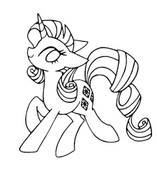 Size: 766x850 | Tagged: safe, artist:stacy_165cut, rarity, pony, unicorn, g4, black and white, female, grayscale, horn, mare, monochrome, simple background, solo, white background