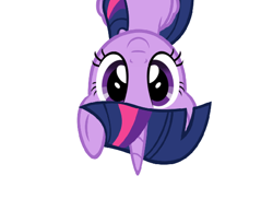 Size: 550x400 | Tagged: safe, artist:pink1ejack, editor:pokemonvictor, twilight sparkle, alicorn, pony, fluttershy leans in, g4, female, folded wings, front view, horn, illusion, looking at you, mare, modern art, multicolored mane, optical illusion, purple eyes, simple background, smiling, solo, thatcher effect, twilight sparkle (alicorn), upside down, vector, wings