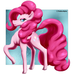 Size: 2484x2559 | Tagged: safe, artist:thebenalpha, pinkie pie, earth pony, pony, g4, high res, raised hoof, simple background, solo, transparent background