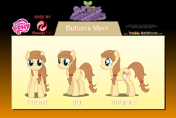 Size: 1401x944 | Tagged: safe, artist:flamingo1986, button mash, oc, oc:cream heart, earth pony, pony, g4, baby bottle, beanie hat, bottle, colt, doublerainboom.com, female, foal, front view, hat, heart, male, mare, my little pony logo, profile, side view, text, turnaround