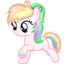 Size: 387x431 | Tagged: safe, artist:firepony-bases, artist:littlesnowyowl, oc, oc only, earth pony, pony, base used, bow, female, filly, foal, hair bow, multicolored hair, ponytail, rainbow eyes, rainbow hair, simple background, smiling, solo, transparent background