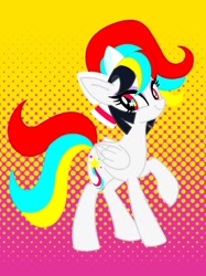 Size: 597x800 | Tagged: safe, artist:stacy_165cut, oc, oc only, pegasus, pony, bow, female, folded wings, hair bow, mare, raised hoof, solo, wings