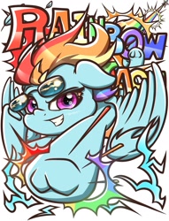 Size: 1469x1920 | Tagged: safe, artist:phoenixrk49, rainbow dash, pegasus, pony, g4, female, grin, looking at you, mare, simple background, smiling, smiling at you, solo, sunglasses, underhoof, white background, wings