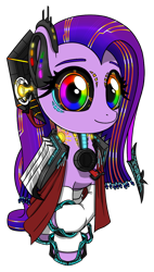 Size: 1056x1856 | Tagged: safe, artist:questionmarkdragon, oc, oc only, oc:april iris, earth pony, gynoid, pony, robot, robot pony, clothes, earth pony oc, eyelashes, female, mare, rainbow eyes, raised hoof, simple background, solo, story included, transparent background