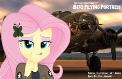 Size: 800x523 | Tagged: safe, artist:edy_january, artist:fluttershy_art.nurul, edit, edited screencap, screencap, fluttershy, human, equestria girls, g4, my little pony equestria girls: better together, air force, b-17 flying fortress, b17 flying fortress, b17g flying fortress, bomber, clothes, geode of fauna, jacket, magical geodes, pilot, plane, saunders, sunset, the fluttershy and b17g flying fortress, united states, wonderbolts, world war ii, wunderbolts