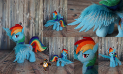 Size: 1994x1200 | Tagged: safe, artist:essorille, rainbow dash, pegasus, pony, g4, fluffy, irl, photo, plushie, solo, spread wings, wings