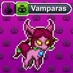 Size: 1024x1024 | Tagged: safe, artist:tony yotes, artist:yotes games, artist:yotesmark, oc, cat, cat pony, original species, pony, undead, vampire, vampony, battle gem ponies, big ears, evil, glowing, glowing eyes, pixel art, pokémon, ponymon, solo, toxic, venom