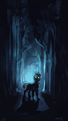 Size: 1549x2753 | Tagged: safe, artist:alumx, earth pony, pony, creepy, glowing, glowing eyes, looking at you, silhouette, solo