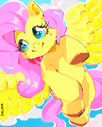 Size: 1080x1350 | Tagged: safe, artist:das-sena, fluttershy, pegasus, pony, g4, cute, flying, heart, heart eyes, shyabetes, smiling, solo, spread wings, wingding eyes, wings