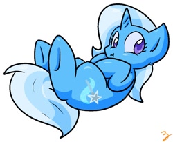 Size: 1001x824 | Tagged: safe, artist:zutcha, trixie, pony, unicorn, g4, cute, diatrixes, eyelashes, female, horn, looking at you, mare, simple background, solo, tail, underhoof, white background